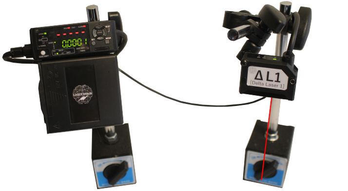 The standard Delta Laser kit comes with a digital display and magnetic mounts.
